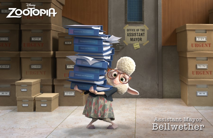 ZOOTOPIA – ASSISTANT MAYOR BELLWETHER, a sweet sheep with a little voice and a lot of wool, who constantly finds herself under foot of the larger-than-life Mayor Lionheart. ©2015 Disney. All Rights Reserved.